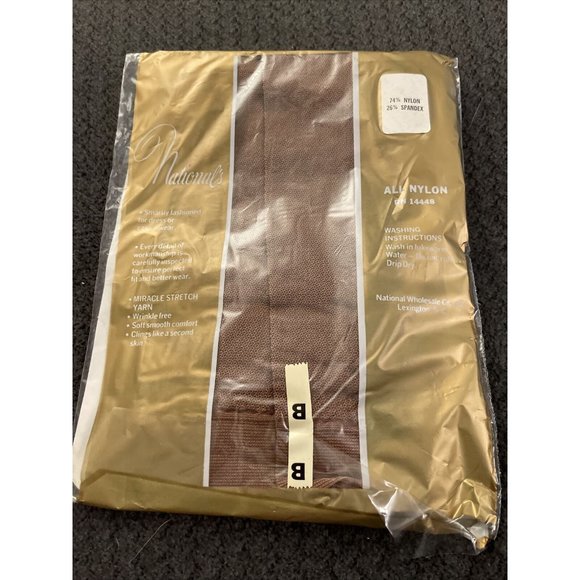 Vintage New Nationals All Nylon Pantyhose Size B tan J10 - Picture 2 of 4